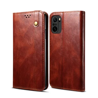Obrázek produktu pro Pouzdro pro Xiaomi Poco F3, kožené flip pouzdro peněženka s funkcí stojánku červené