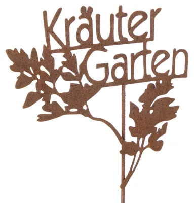 Produktbild von Gartenstecker Kräuterbeet Deko Edelrost für Kräutergarten, 4 Stück
