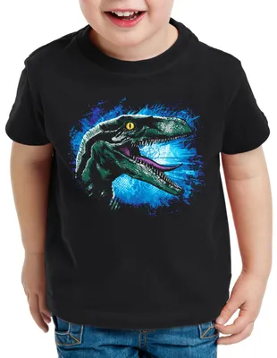 Produktbild von style3 Velociraptor Blue Kinder T-Shirt dinosaurier park