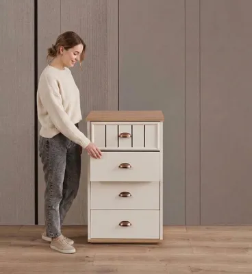 Produktbild von Modern Weiße Holz kommode Schlafzimmer Elegantes Stauraummöbel Design