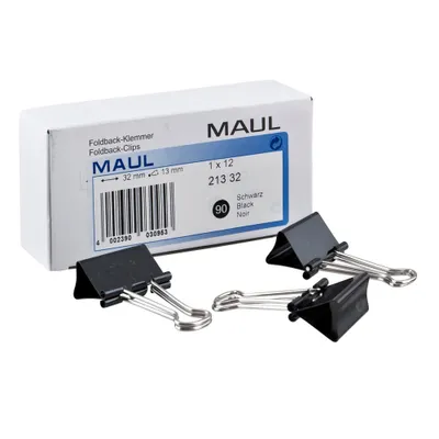 Image de MAUL Pince à ressort en acier métallique 12 pièces 32 mm noir