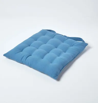 Produktbild von HOMESCAPES Stuhlkissen 40x40 cm blau – Sitzkissen Outdoor/Indoor mit Baumwollbezug, Sitzpolster waschbar