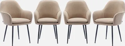 Immagine prodotto di Set 4 poltrone in velluto a coste con gambe in metallo, Beige