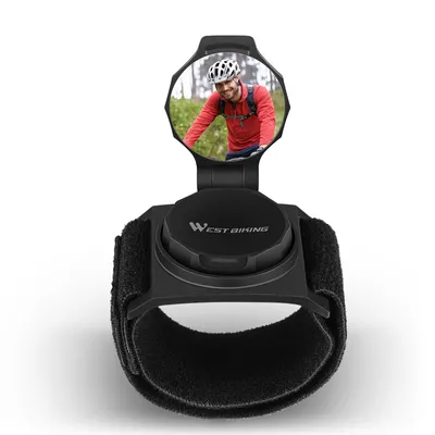Obrázok produktu pre WEST BIKING Zrkadlo na zápästie pre bicykel, otočné o 360°, konvexný reflektor, zrkadlo na ruku, príslušenstvo na bicykel, nastaviteľné otočné zrkadlo