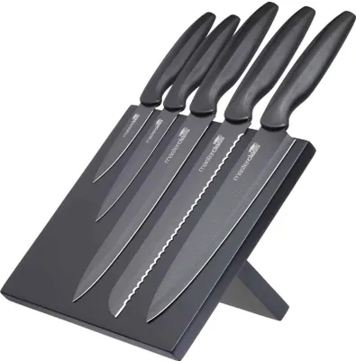 Produktbild von MasterClass Messerblock Agudo mit 5 Messern, schwarz magnetisch