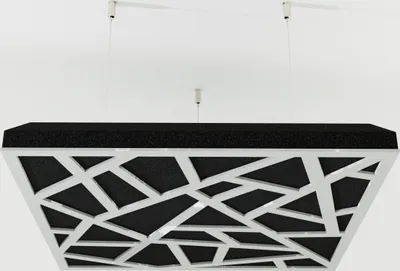 Produktbild von 2-Stück Akustik Deckenpaneele «SKYROSS-C» mit Montageset | Absorption - Diffusion - Reflexion - Schalldämmung - Isolierung | Acoustic Cloud Panel | 50x50x5cm | Farbe: Weiß glänzender Kunststoff