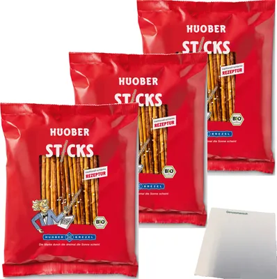 Produktbild von Huober Sticks  Salzstangen 3er Pack (3x175g Packung) + usy Block