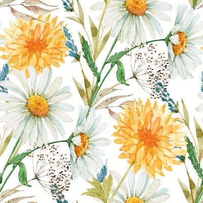 Produktbild von 20 Servietten Marigolds and Wildflowers - Ringelblumen und Wildblumen 33x33cm