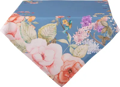 Produktbild von Clayre & Eef Tischdecke 100x100 cm Blau Baumwolle Blumen