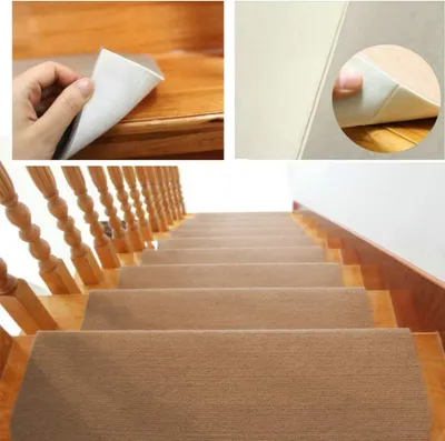 Produktbild von 15tlg Treppenmatten Selbstkleb Treppenmatten Stufenmatte 65x21x4cm Nadelvlies Braun