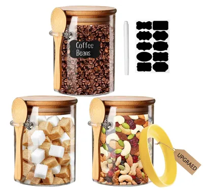 Vorratsgläser 3er-Set, 530 ml, luftdicht, Golddeckel, Glas