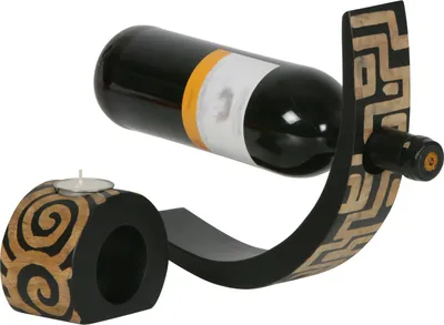 Produktbild von Mangoholz Flaschenhalter & Teelicht Set ' Afrika '