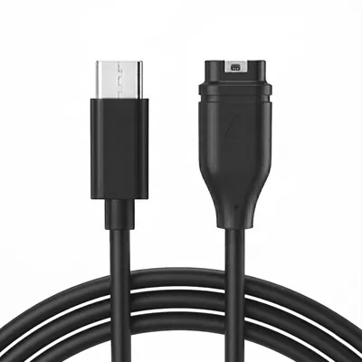 Produktbild von Qost – USB-C auf Garmin Kabel – 1 Meter – PVC – Schwarz – Garmin Ladekabel – Kompatibel mit Garmin Instinct / Forerunner / Fenix – 1er-Pack