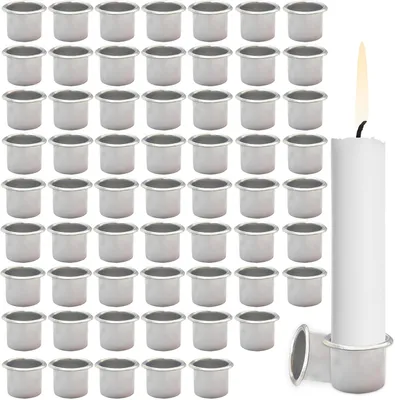 Produktbild von 60 Stück Kerzenhalter für Stumpenkerzen, Teelichthalter, Metall, Kerzenhalter für Stumpenkerzen, 22 mm, geeignet für Hochzeit, Geburtstag, Tischdekoration