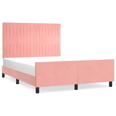 Produktbild von vidaXL Bettgestell mit Kopfteil Rosa 140x200 cm Samt