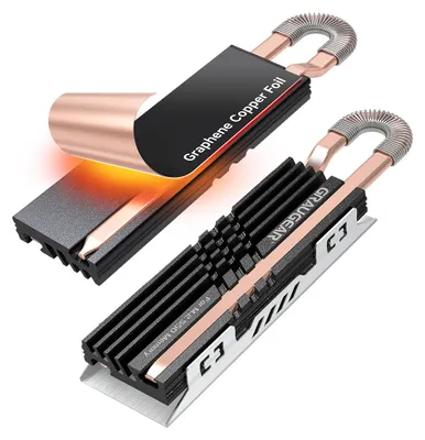 Produktbild von GRAUGEAR Heatpipe Kühlkörper SSD M.2 NVMe 2280 Graphen-Kupfe