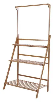 Immagine prodotto di Supporto per piante a 3 livelli, struttura sospesa in bambù, dimensioni 96 x 68,5 x 40 cm