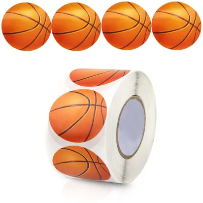 Basketball-Sticker, 1000 Stück, 2 Rollen, selbstklebend, rund