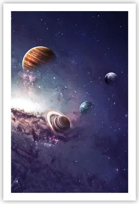 Produktbild von Poster - Poster ohne Rahmen - Kosmos Planeten die Sterne - 61x91,5 cm - Wand Bild - Wanddeko - Wandbilder - Kunstposter - Wandposter - Bilder - Kunstdruck - Wanddekoration - Wandbild - P2XPA61x91-4851