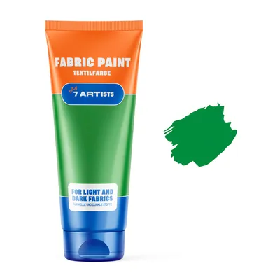 Produktbild von 7 Artists Stoffmalfarben Stofffarben Textilfarbe Lichtgrün Acrylfarbe Waschfest Auf Wasserbasis | Flasche 60 ml | Textilfarbe Waschmaschinenfest Nach Fixierung | Hochdeckend Für Dunkle Stoffe – Deckweiß