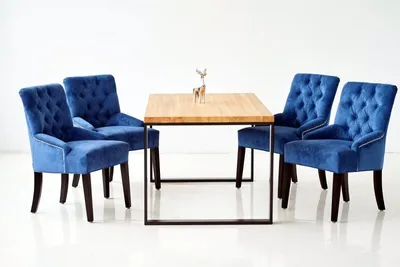 Immagine prodotto di Tavolo in legno + 6 sedie Chesterfield gruppo di sedie per sala da pranzo poltrona imbottita