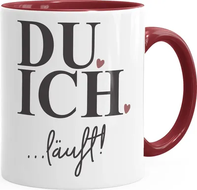 Produktbild von Kaffee-Tasse mit Spruch Du Ich läuft Liebes-Geschenk Partner Freundin Freund Moonworks® inner-bordeaux Keramik-Tasse