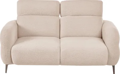 Produktbild von BELIANI 2-Sitzer Sofa Beige Bouclé Stoffbezug mit Verstellbaren Kopfstützen Breite Armlehnen Hohe Metallbeine Freistellbar Modernes Polstersofa