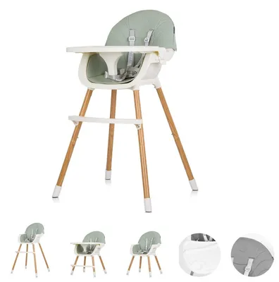 Image de Chipolino Chaise haute Rio 2 en 1, chaise d'enfant pieds antidérapants harnais 5 points vert
