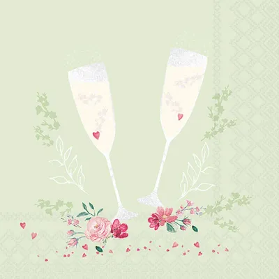 Produktbild von Servietten 33x33 cm - Champagne glasses green