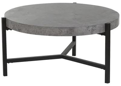 Produktbild von BELIANI Couchtisch Grau Schwarz Betonoptik MDF Tischplatte Metallgestell Rund Modern Industriell