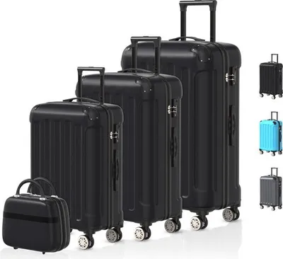 Produktbild von Voyagoux® 4-teiliges Kofferset - ABS Kofferset - L / M / S / XS - Koffer - Schwarz