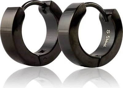 Produktbild von Edelstahl Klappcreolen in schwarz 13mm