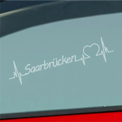 Produktbild von Auto Aufkleber Saarbrücken Herz Herzschlag 19x5 cm Milchglas Sticker Heckscheibenaufkleber