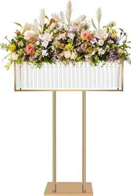 Immagine prodotto di Decorazioni per la tavola da matrimonio - Vaso con supporto per fiori in cristallo - 70×90 cm - Struttura in metallo - Centrotavola per feste e per la casa - Oro