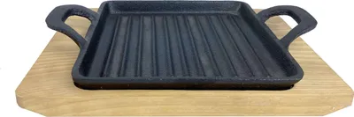 Produktbild von All'Grill ALL'GRILL Gusseisen-Pfanne mit 2 Griffen und Untersetzer - Schwarz