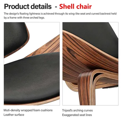 Image de Fauteuil pour salon, design scandinave, en bois massif, avec assise confortable recouverte de cuir véritable