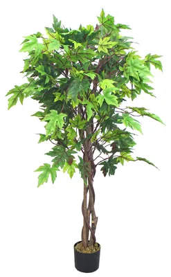 Immagine prodotto di Acero Pianta Albero Artificiale Plastica 130cm con Legno Naturale Decovego