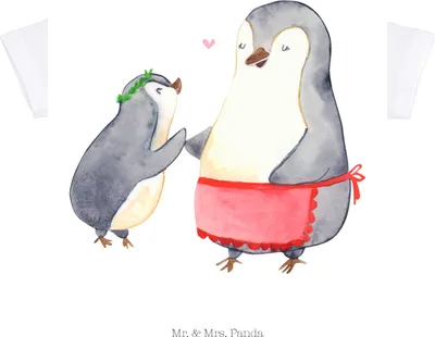 Produktbild von Mr. & Mrs. Panda T-Shirt Pinguin mit Kind 12. - 18. Monat - Weiß - Geschenk, Babyshirt, Familie, Muttertag, Tochter, Vorbild Mama, Baby Shirt, Kinder, Top