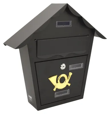 Obrázek produktu pro Černá poštovní schránka z oceli, 370 × 365 × 100 mm