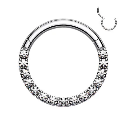 Produktbild von Taffstyle Piercing Septum Clicker Hochwertiges Septum Piercing Nase Ohr Segment Ring Clicker Scharnier Kristalle, Silber / 1,2mm / 8mm