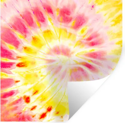 Produktbild von MuchoWow® Wandtattoo Wandsticker Wandaufkleber Krawattenfärbung - Gelb - Rosa 100x100 cm Selbstklebend und Repositionierbar - Wierderverwendbar - Selbstklebend