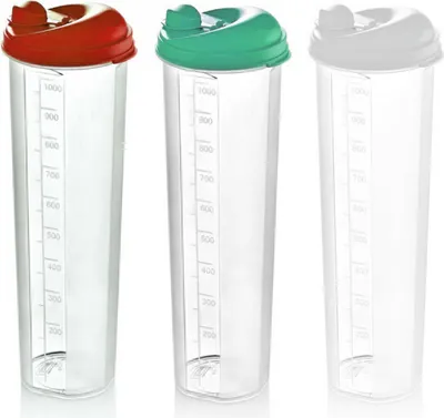 8x Schüttelbecher Ölflasche Shaker Messbecher Mixbecher Mischbecher Mixer Speiseöl Flasche 1 Liter