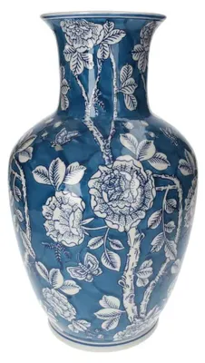 Obrázok produktu pre KEYHOMESTORE | Elegantná porcelánová váza s kvetmi a motýľmi