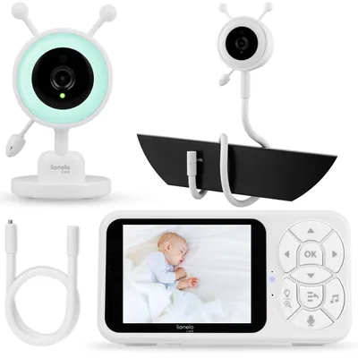 Image de Babyphone Lionelo Babyline 3.4 avec caméra, écran LCD 3,5 pouces, VOX, vision nocturne, interphone, veilleuse, portée 300 m