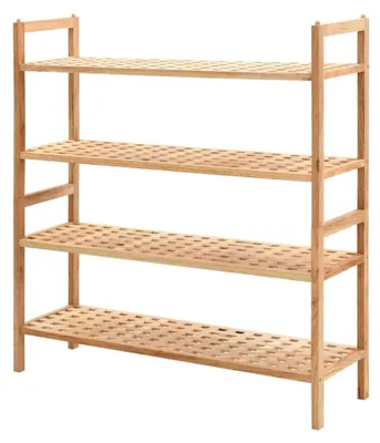Produktbild von Massives Walnussholz Schuhregal 69x26x81 cm Schuhständer Schuhablage