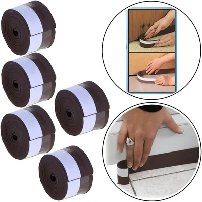 Produktbild von 5x Zugluftstopper für Türen 100cm – Selbstklebendes Türabdichtungsband, zuschneidbar – Effektive Türisolierung gegen Kälte