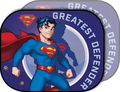 Produktbild von Tataway Superman-Sonnenschutz für die Seitenpartie des Autos, 44 x 35 cm – Sonnenschutz für Kinder mit offiziellen Superhelden-Grafiken in Blau und Rot