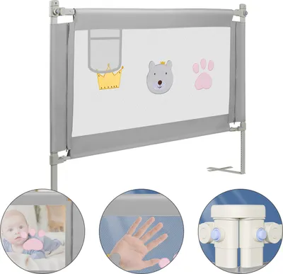 Immagine prodotto di Clanmacy protezione letto bambini protezione letto regolabile in altezza 180cm protezione anticaduta letto per bambini, protezione letto per bambini con rete arieggiata, per letto famiglia e lettino