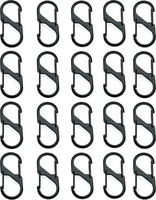 Produktbild von 20 Stück S Schlüsselkarabiner Karabiner, 30mm Schwarz Mini Karabinerhaken Klein Metall Doppelkarabiner 8 Förmiger 2 Öffnungen für Outdoor Camping Zuhause Wandern Oder Reisen
