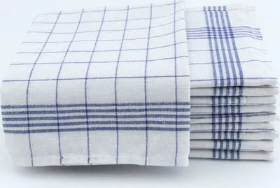 Produktbild von Geschirrtücher Halbleinen 10er Pack Blau/Weiß kariert 50x70 cm
